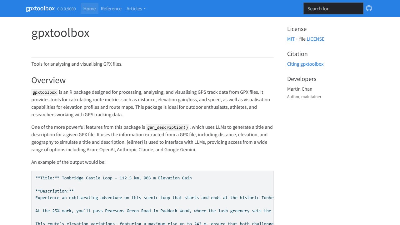gpxtoolbox package site