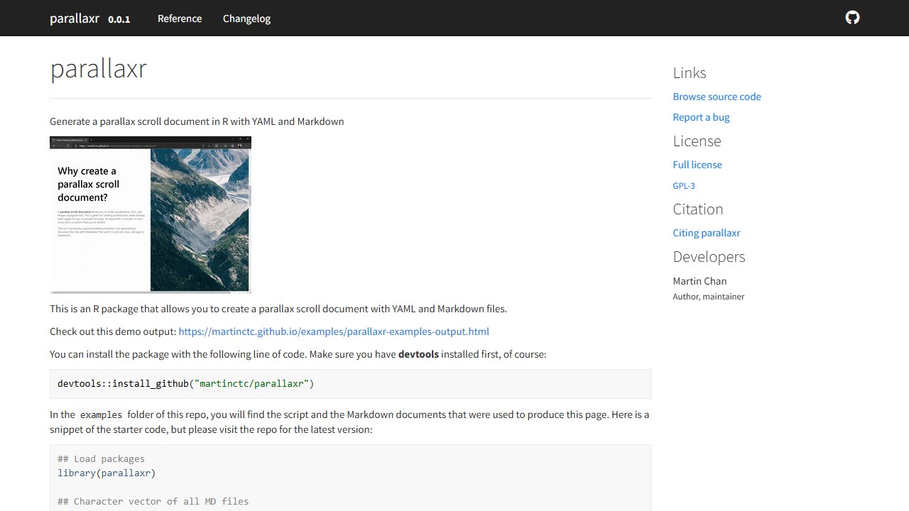 parallaxr package site